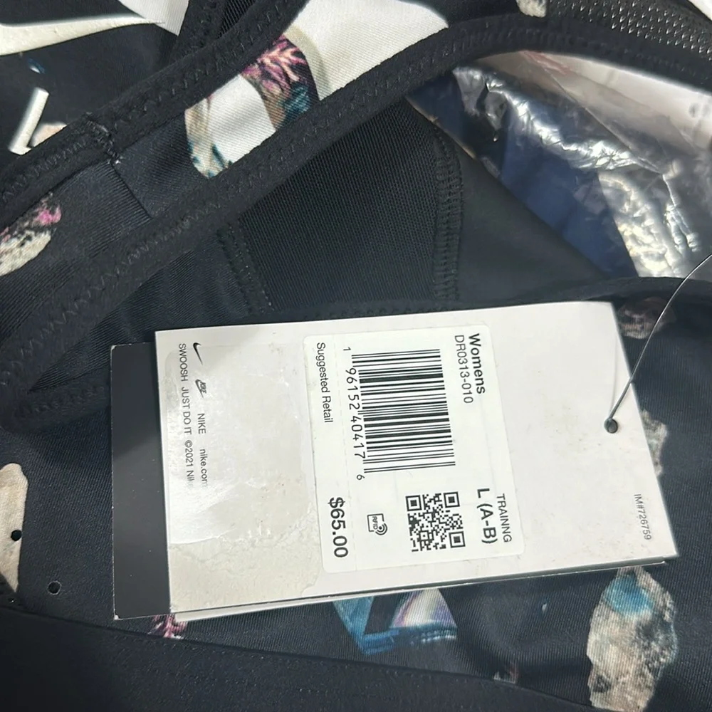 Nike Women's Dri-FIT High-Support‎ Adjustable Sports Bra DR0313-010 Size L (A-B)